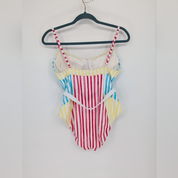 Solid & Striped The Spencer One Piece Colorblock Watercolor Stripe Swimsuit XL - Picture 10 of 12